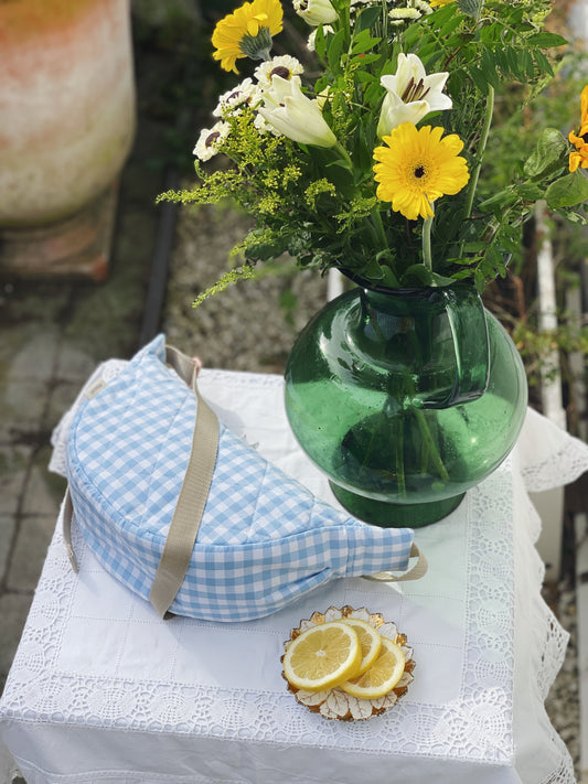 Sac halfmoon ~ vichy bleu