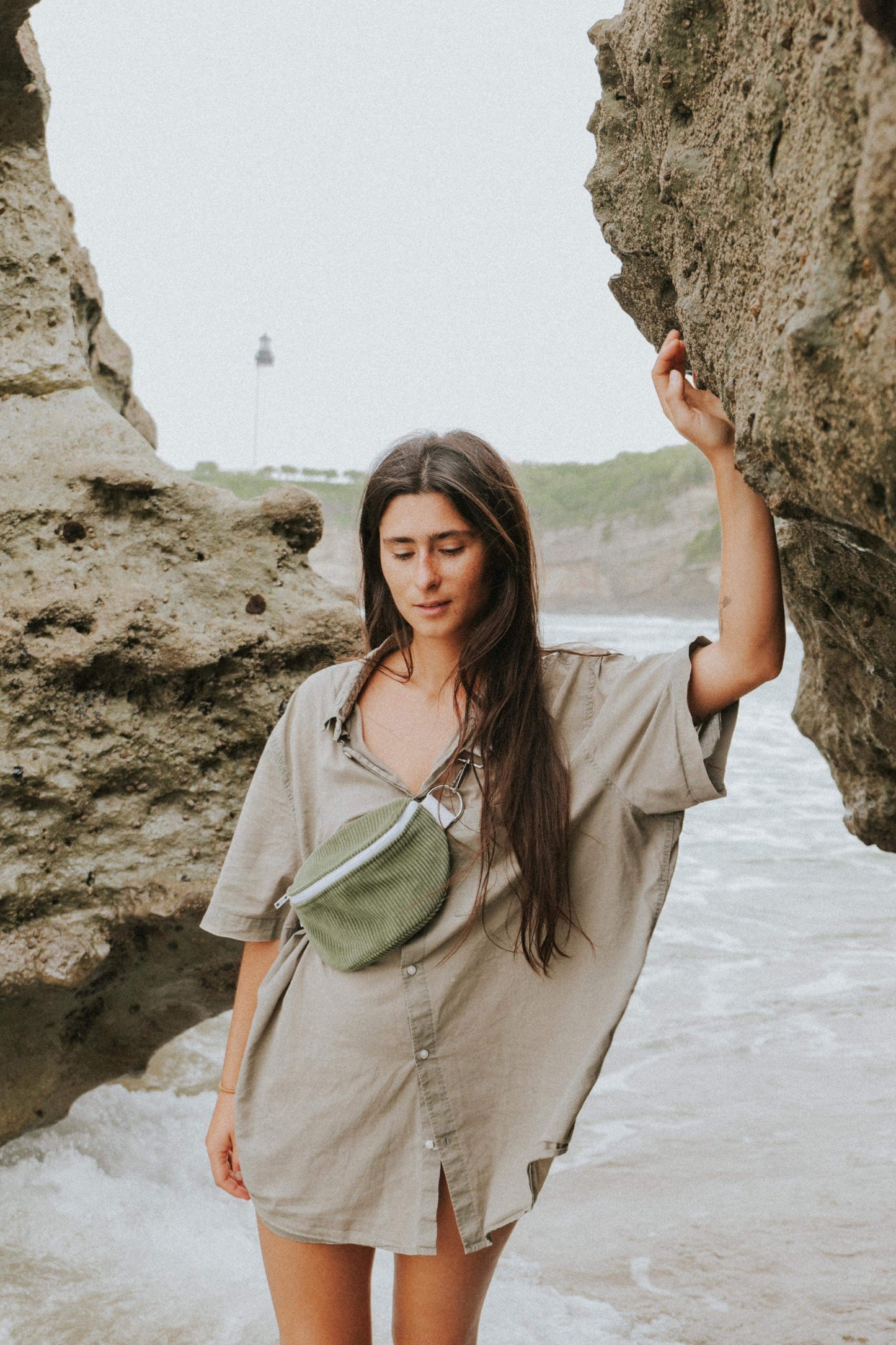 Sac banane • velours côtelé vert