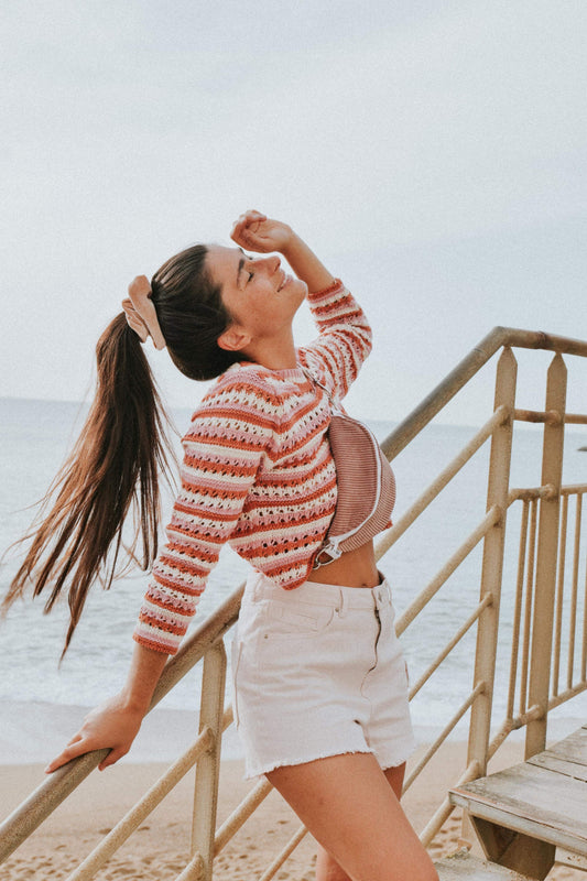 Sac banane • velours côtelé rose