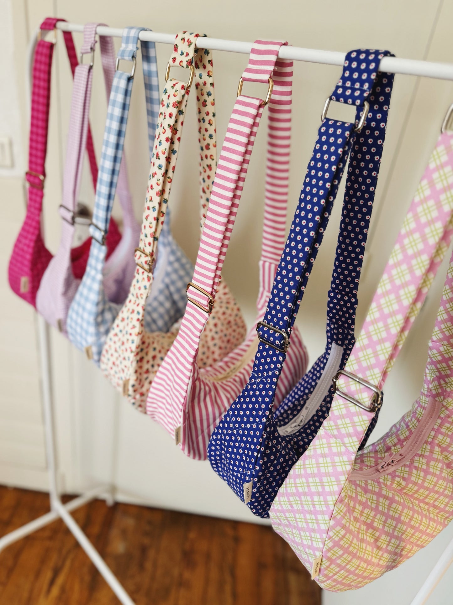 Sac croissant • vichy bleu clair