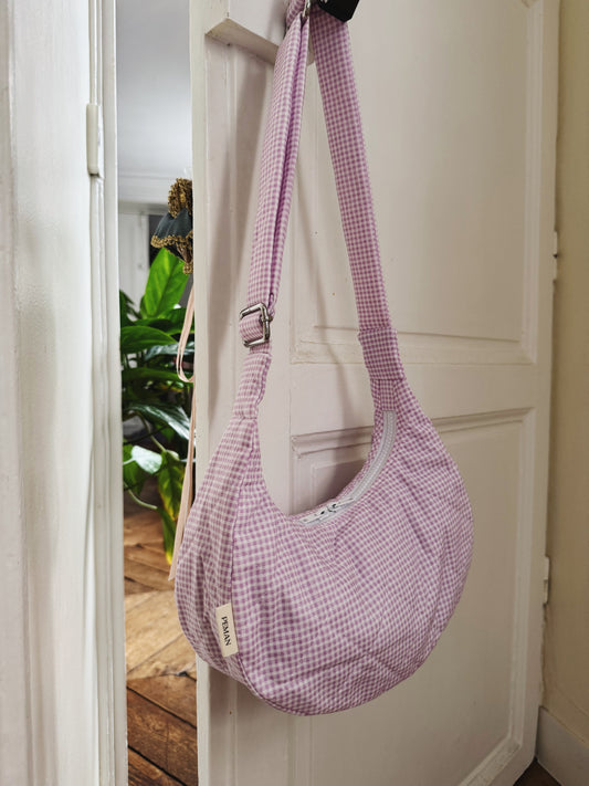 Sac croissant vichy mauve