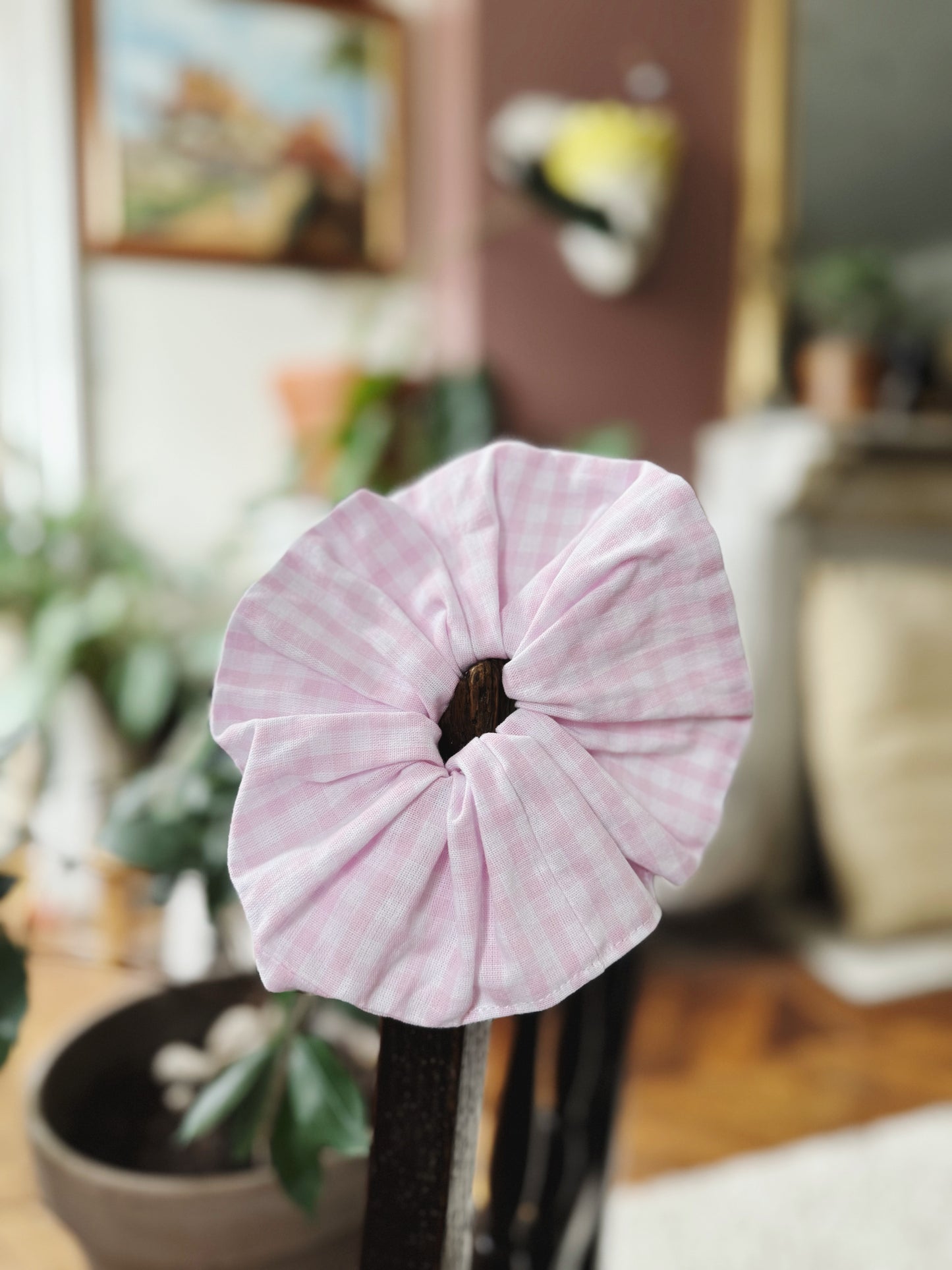 Chouchou vichy rose pâle