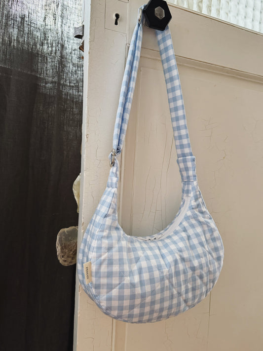 Sac croissant vichy bleu clair