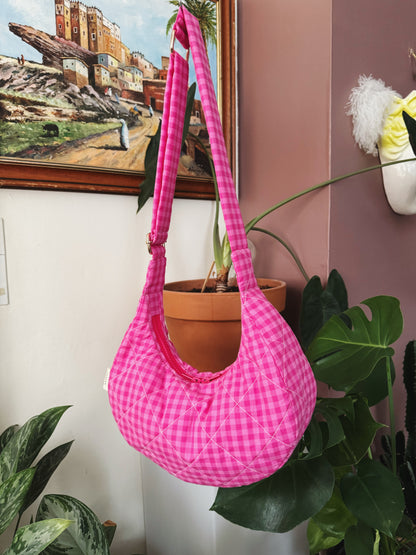 Sac croissant vichy rose