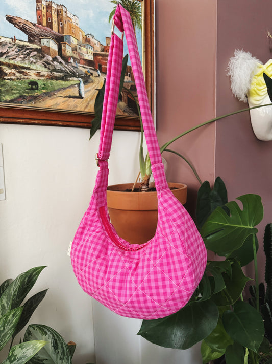 Sac croissant vichy rose