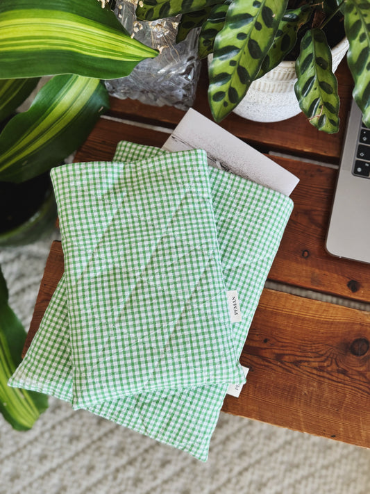 Housse de livre ~ vichy vert