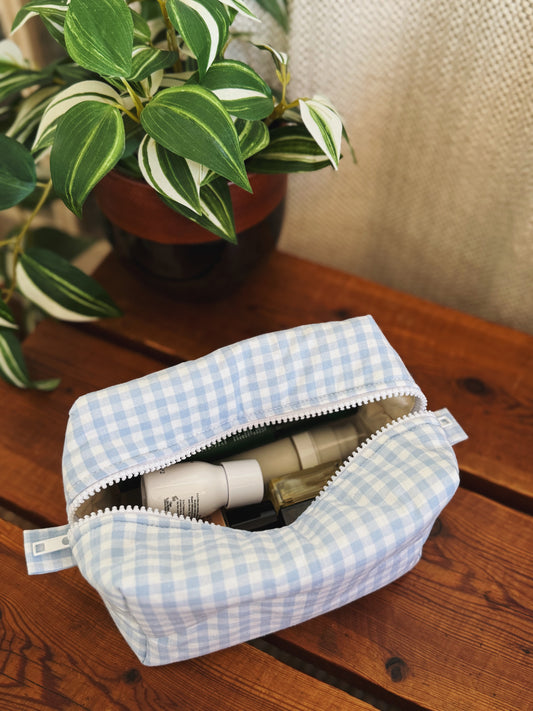 Trousse matelassée • vichy bleu