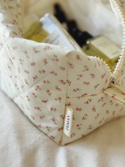Trousse matelassée - petites fleurs - taille M