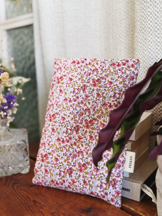 Housse de livre ~ fleurs rouges & roses