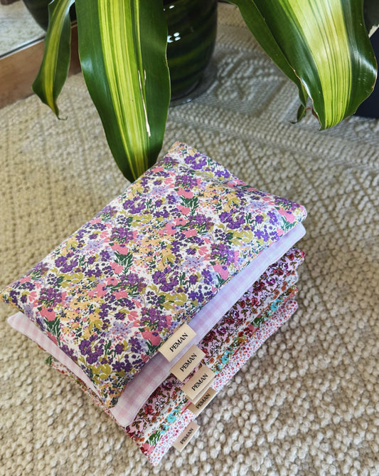 Housse de livre ~ fleurs violettes