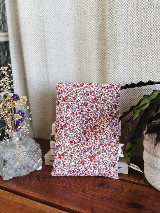 Housse de livre ~ fleurs rouges & roses