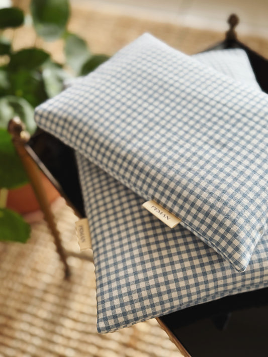 Housse de livre • vichy bleu