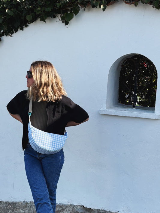 Sac halfmoon • vichy bleu