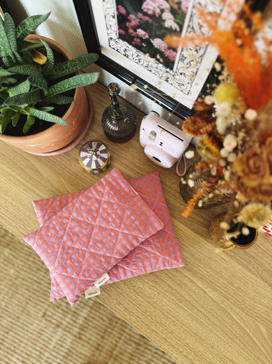 Housse de livre ~ vichy rose & orange