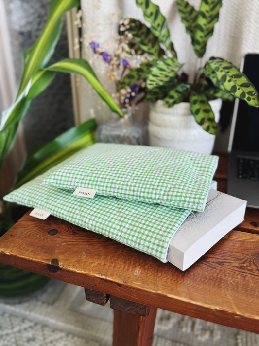 Housse de livre ~ vichy vert