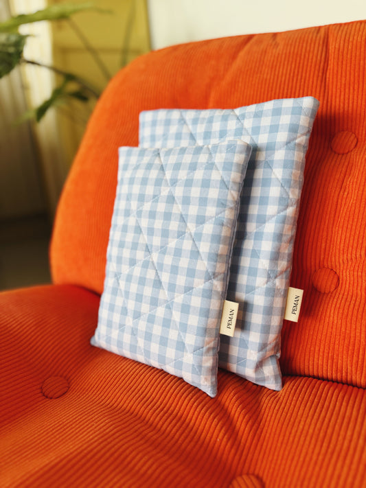 Housse de livre ~ vichy bleu