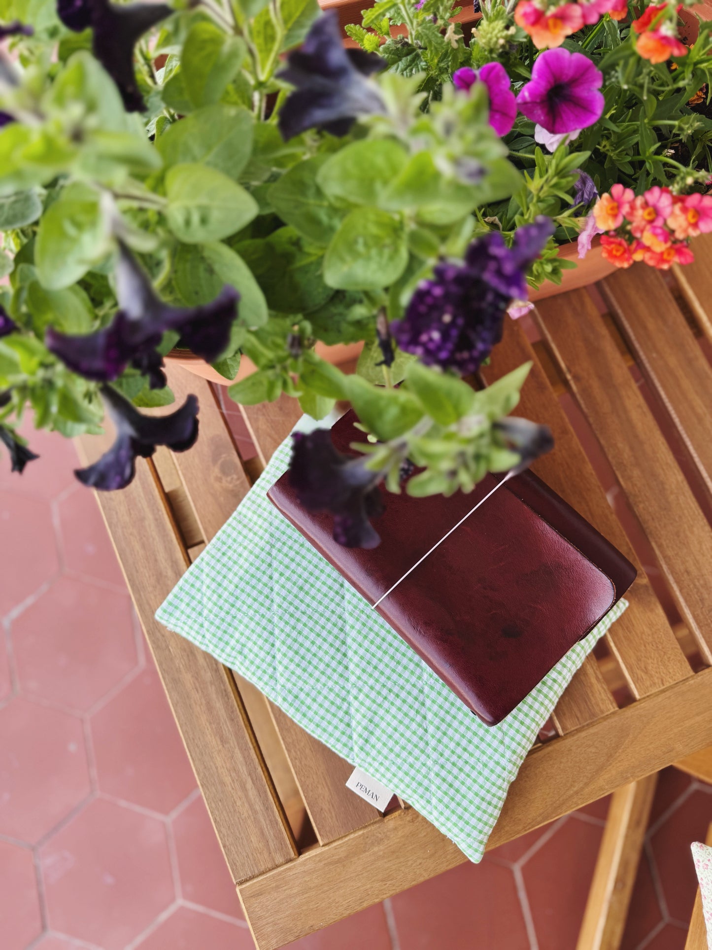 Housse de livre ~ vichy vert