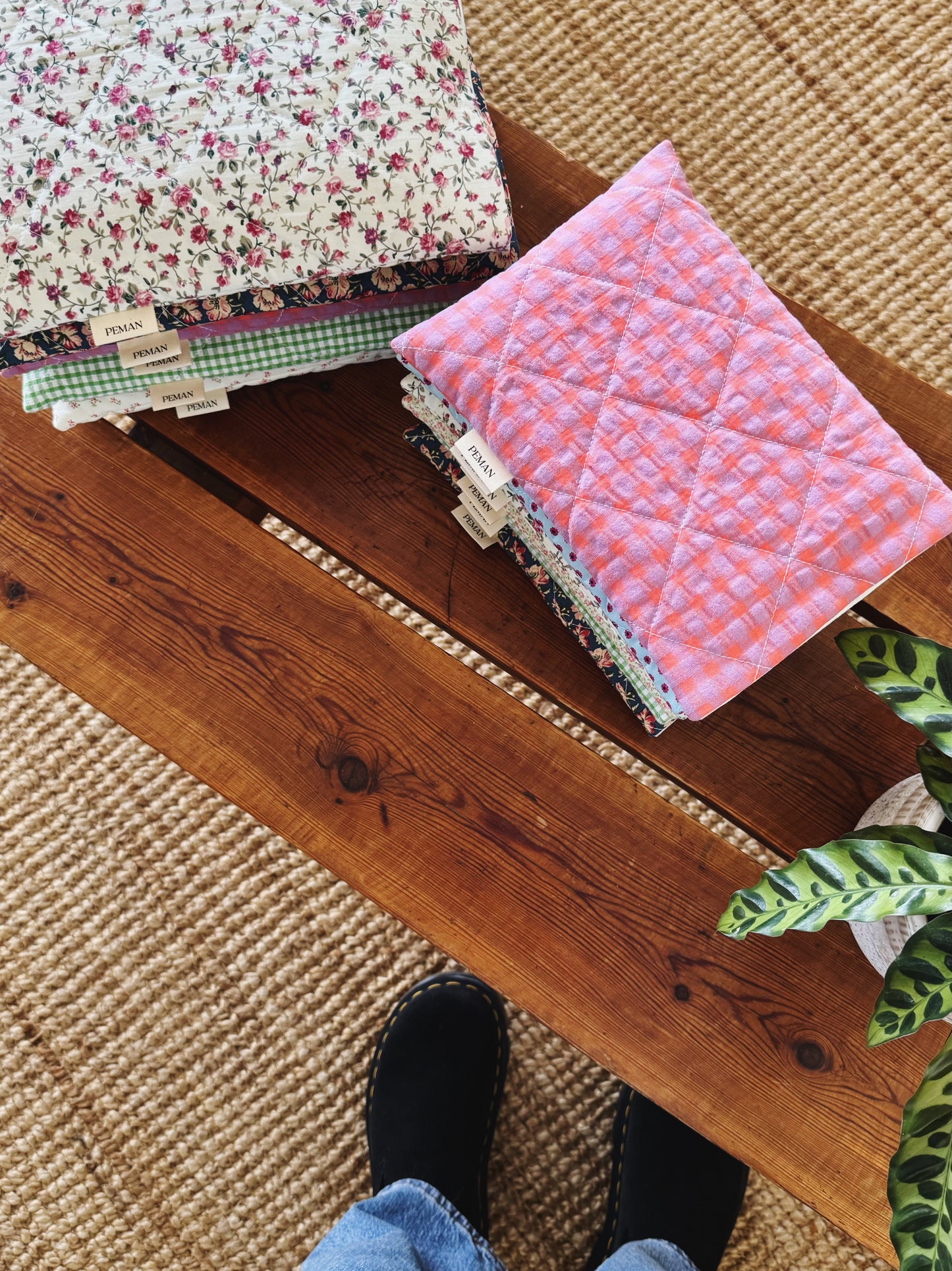 Housse de livre ~ vichy rose & orange