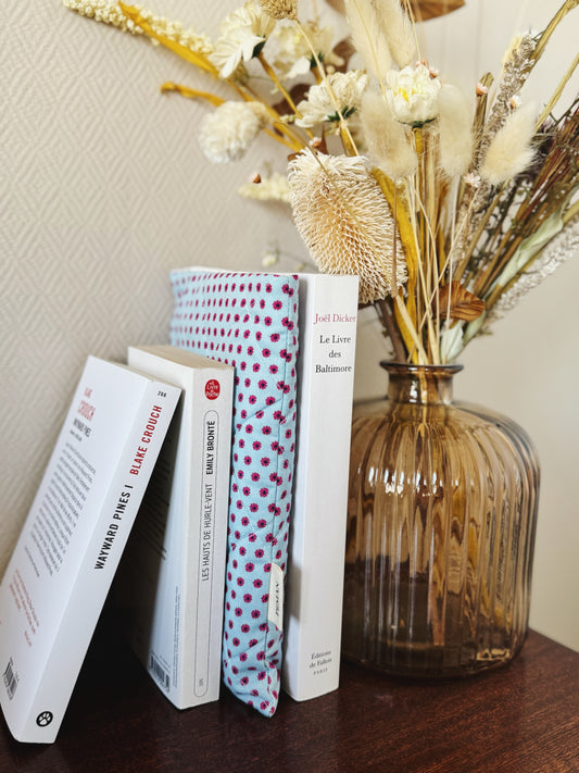 Housse de livre ~ petites fleurs fuchsia