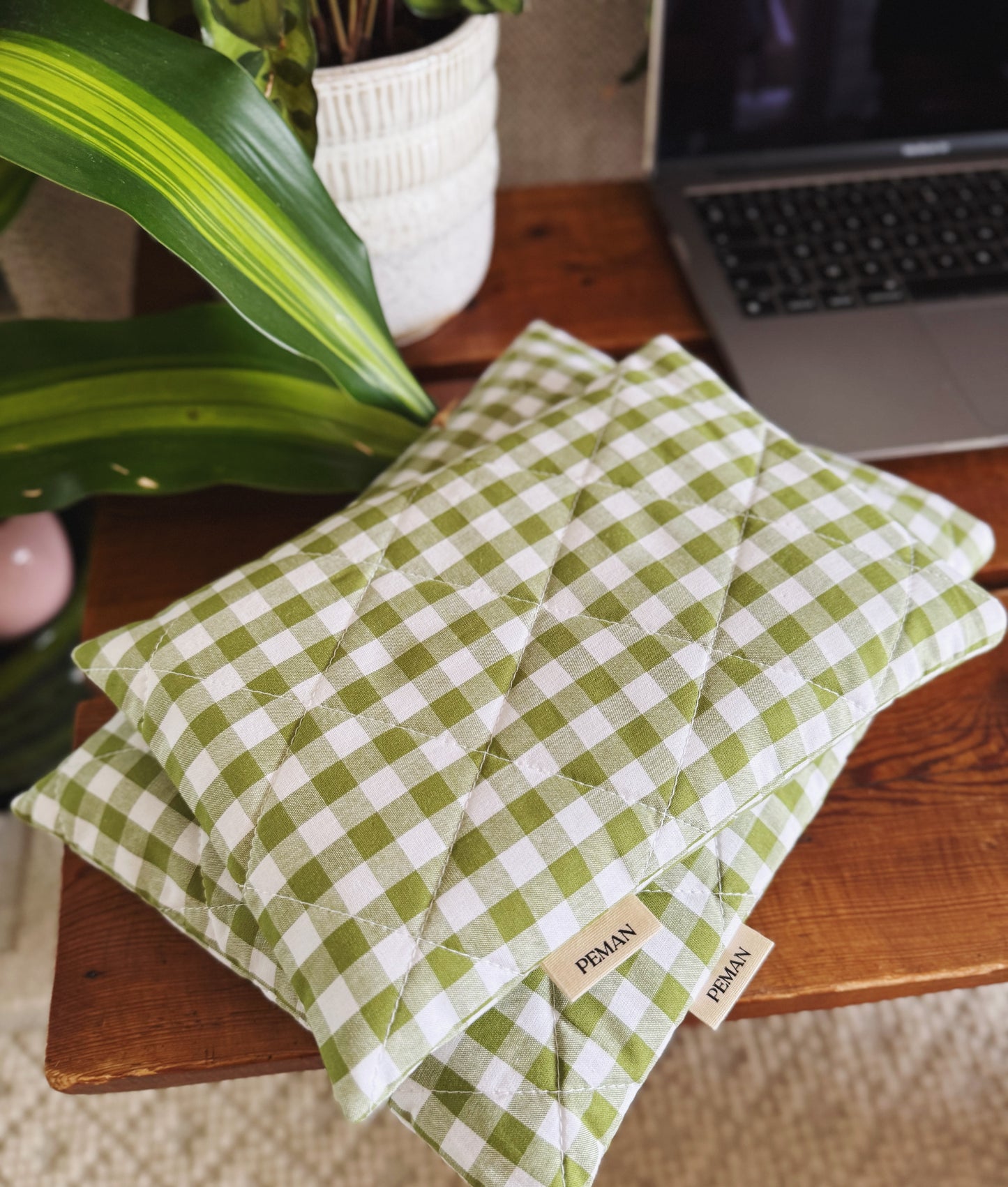 Housse de livre • vichy vert