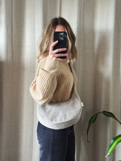 Sac croissant • velours côtelé greige