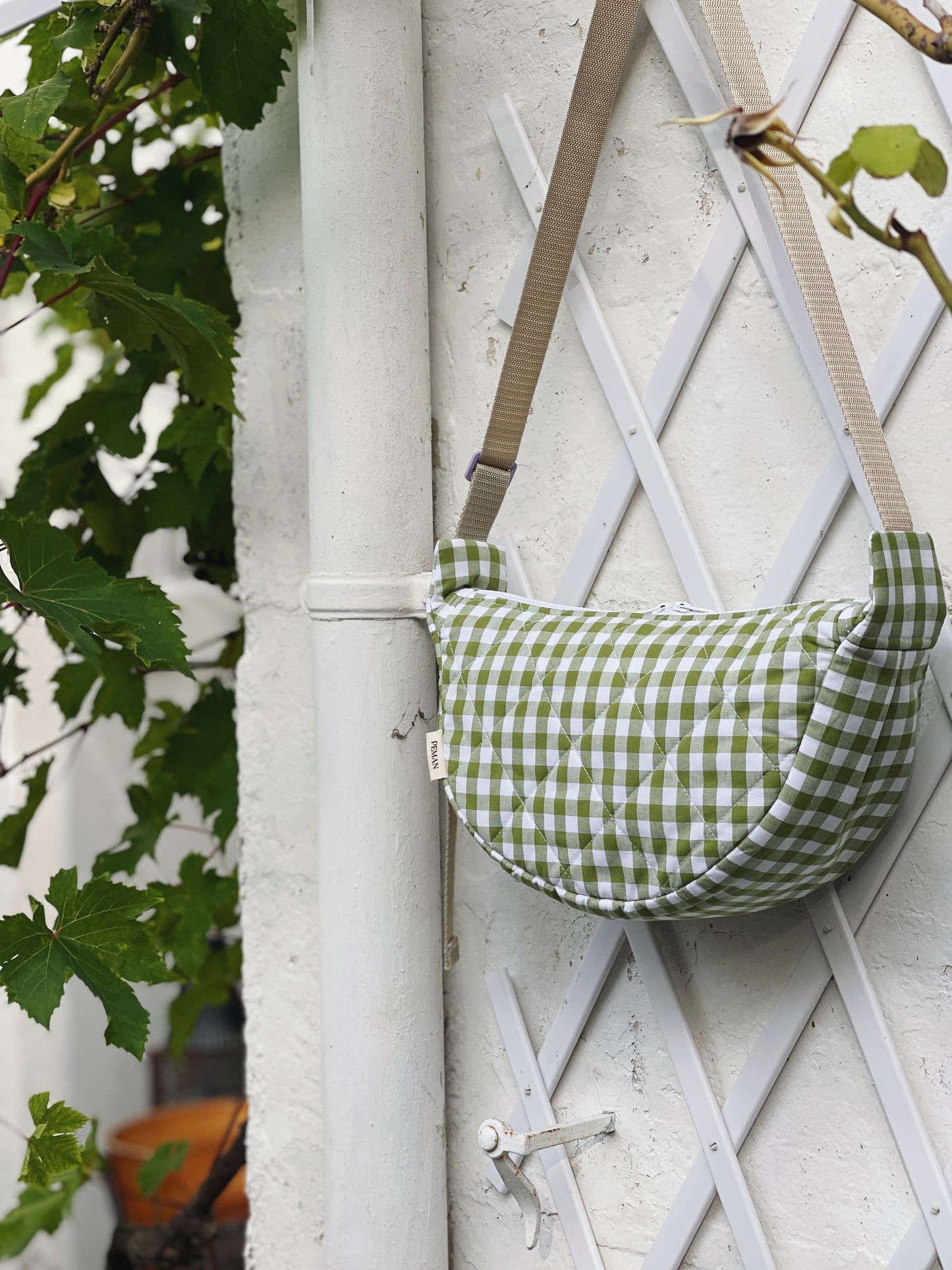 Sac halfmoon ~ vichy vert