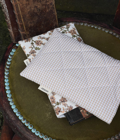 Housse de livre ~ vichy beige