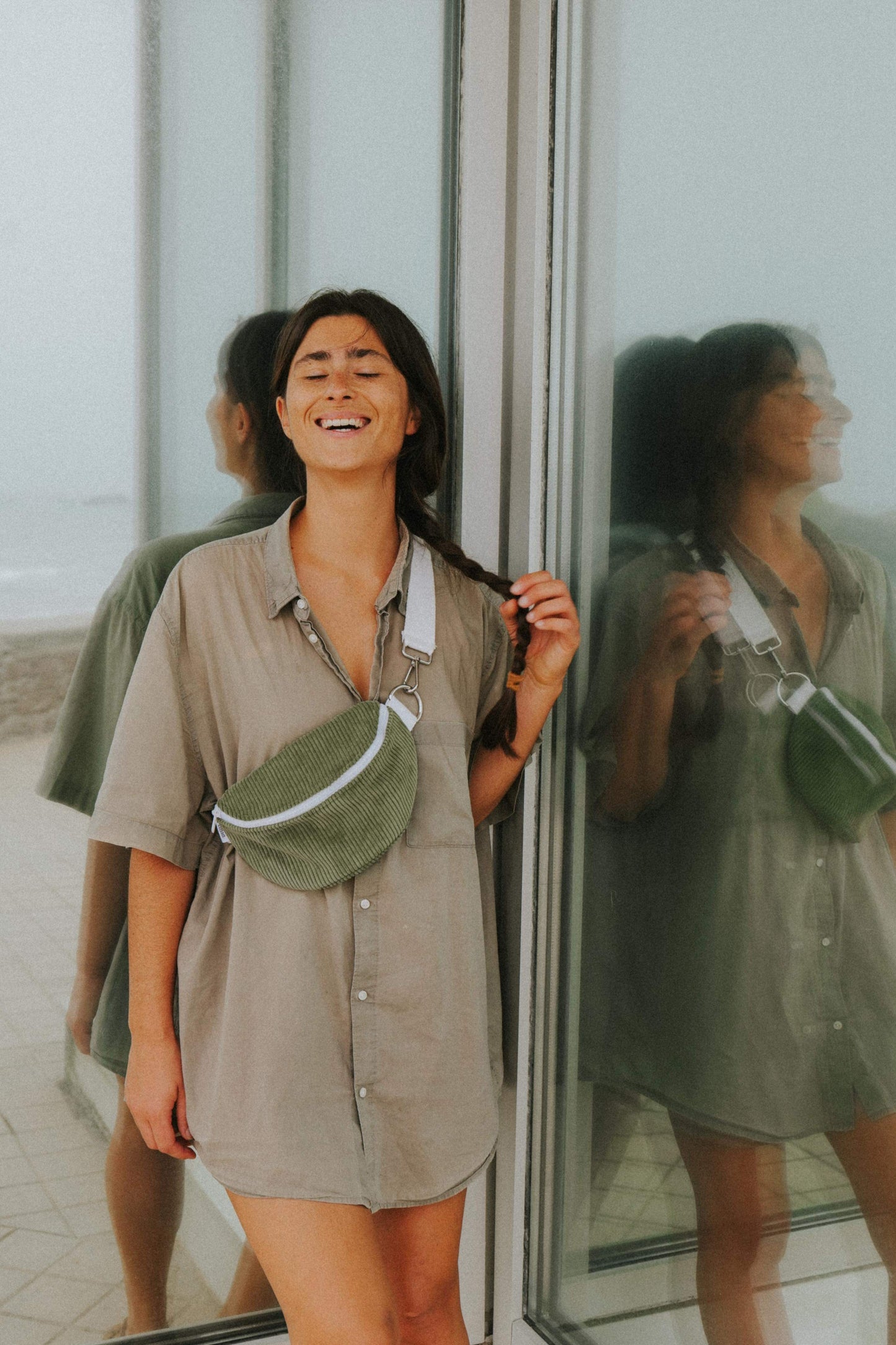 Sac banane • velours côtelé vert